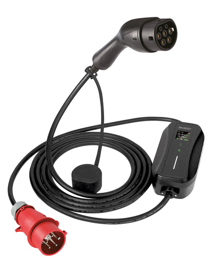 Mobiles 11 kW EV-Ladegerät "Take" mit CEE-Stecker – Tragbares Elektroauto Ladegerät für Typ 2 mit OLED-Display und IP66