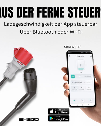 EM2GO TAKE11Link Mobile Wallbox 11 kW mit App – Typ 2 EV-Ladegerät mit CEE & Schuko, IP66