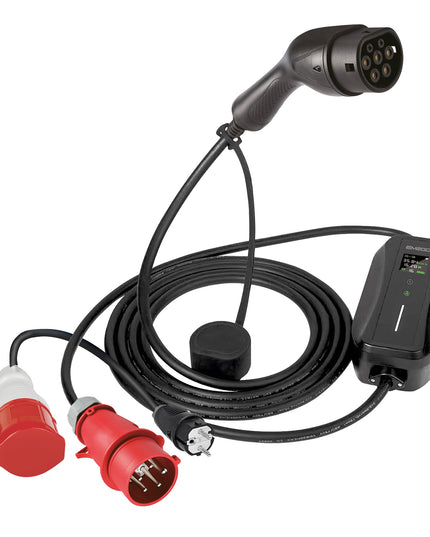 Mobiles 11 kW EV-Ladegerät "Take" mit CEE-Stecker – Tragbares Elektroauto Ladegerät für Typ 2 mit OLED-Display und IP66