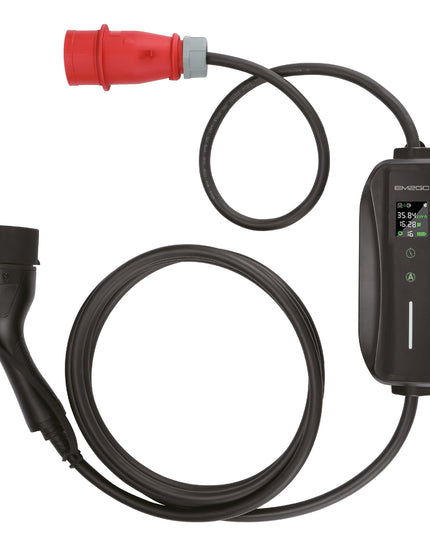 Mobiles 11 kW EV-Ladegerät "Take" mit CEE-Stecker – Tragbares Elektroauto Ladegerät für Typ 2 mit OLED-Display und IP66