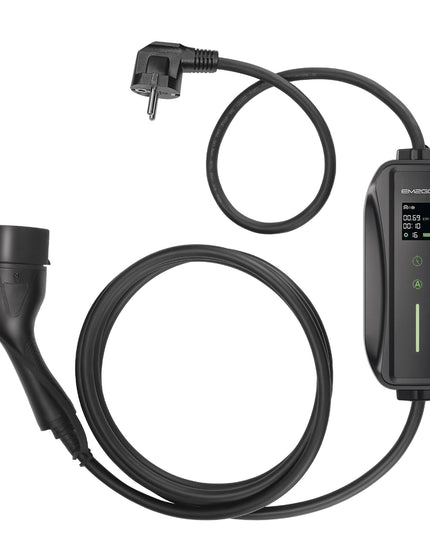 3.6 kW Mobile EV Charger | Portable Type 2 Charger with Schuko Plug & LCD Display – EM035ACPN IP66