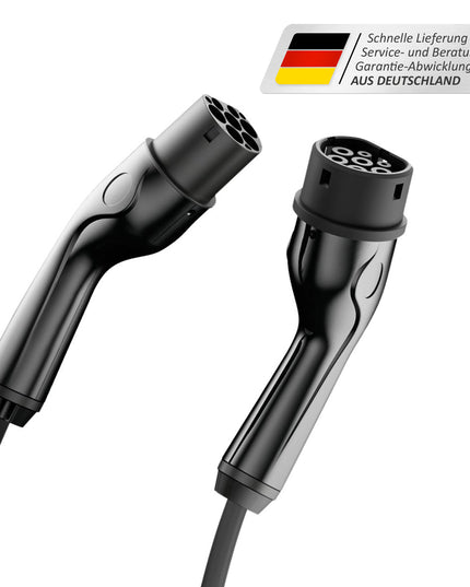 EM2GO  Typ 2 , EV-Verbindungskabel, 32A, 22kW, 8m 3Phasig AC Lader, TÜV, IP44, Schw