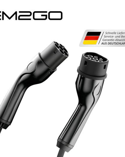 EM2GO  Typ 2 , EV-Verbindungskabel, 32A, 22kW, 5m 3Phasig AC Lader, TÜV , IP44,  Trage-Tasche, Sc