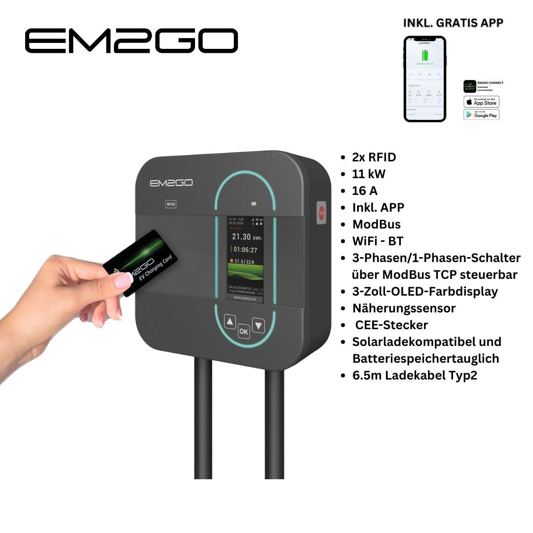 Wallbox Connect.Home laadstation voor elektrische auto, 11 kW met app en RFID, EV-oplader, Made in Germany, eenvoudige installatie, 11 kW Wallbox Connect.Home laadstation voor elektrische auto, 11 kW met app en RFID, EV-oplader, Made in Germany, eenvoudige installatie, 11 kW