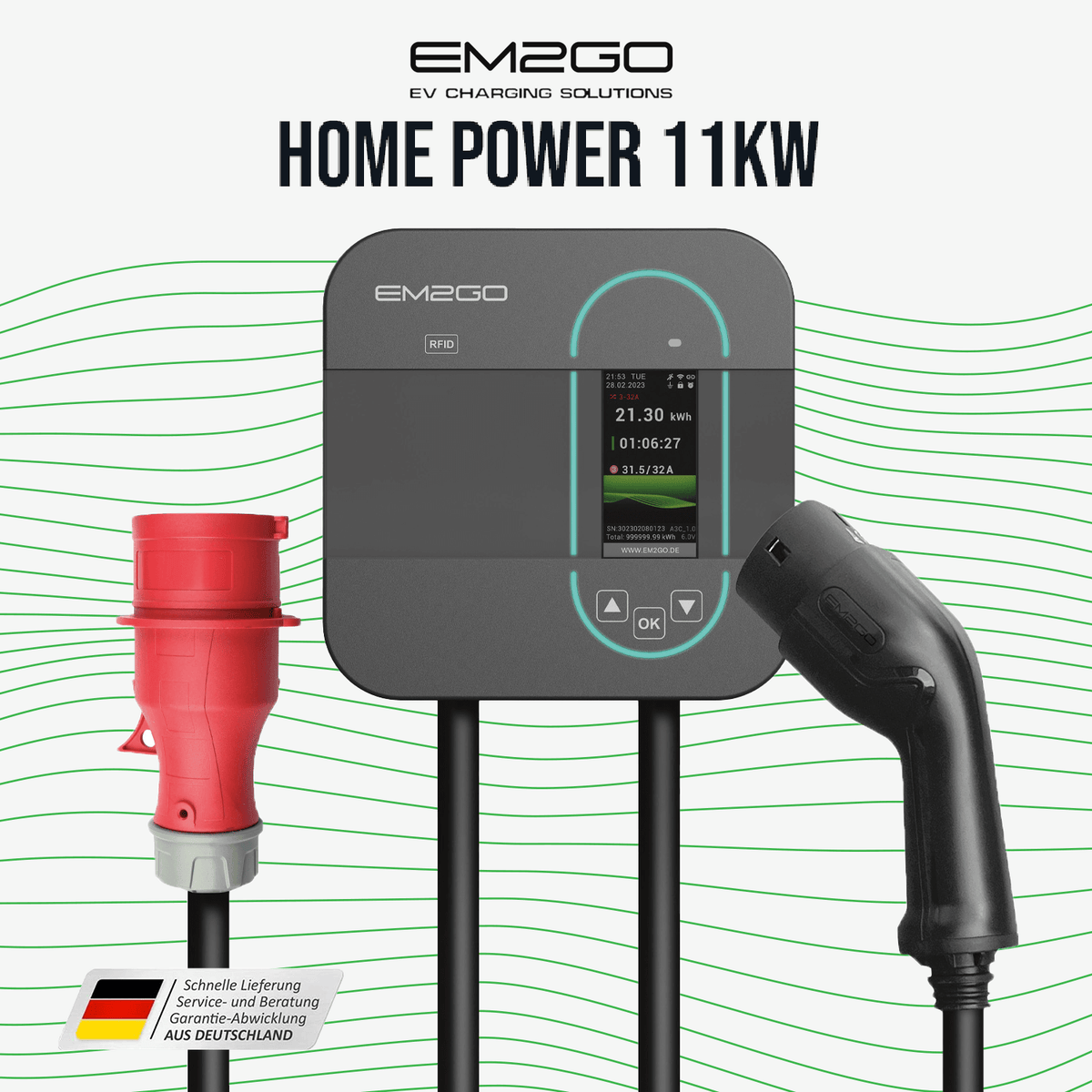 AC Wallbox Home 11kW 6.5m Typ 2 Kabel Bluetooth +APP + RFID +WLAN ...