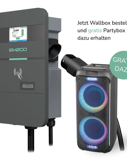 AC Wallbox Pro Power 2G 22kW Inkl. Gratis Party Lautsprecher dazu - 7.5m Typ 2 Kabel LAN/WLAN/4G/RS485/RFID/OCPP/ModBus/MID +Backend