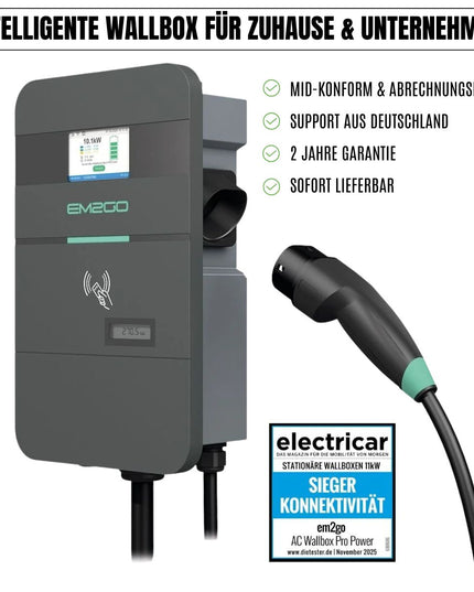 AC Wallbox Pro Power 11kW 7.5m Typ 2 Kabel LAN/WiFi/4G/RS485/RFID/OCPP/ModBus/MID +Backend